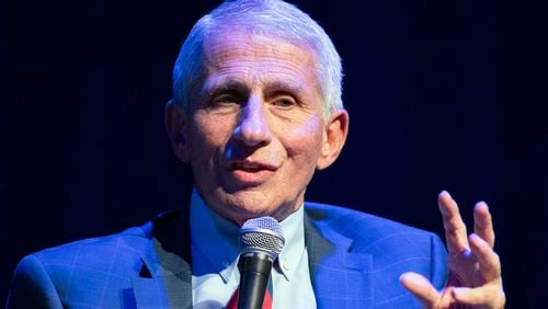 FILE - Dr. Anthony Fauci speaks during the presentation of his book "On Call" at Lincoln Theatre Friday, June 21, 2024, in Washington. ( AP Photo/Jose Luis Magana, File)