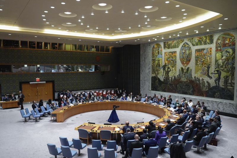 The Security Council meets to discuss Lebanon, Wednesday, Sept. 25, 2024, at U.N. headquarters. (AP Photo/Frank Franklin II)