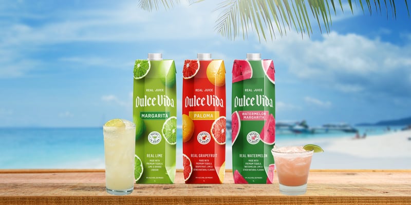 Dulce Vida cocktails, including the watermelon margarita, come in packaging that is easily portable, as well as sustainable. (Courtesy of Dulce Vida)