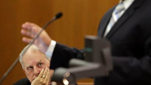 Former Governor Roy Barnes, an attorney for the plaintiff, listens at an appeals court hearing in 2012 on whether teachers in DeKalb County should be allowed to sue over the school system’s suspension of supplementary retirement accounts. BOB ANDRES / BANDRES@AJC.COM