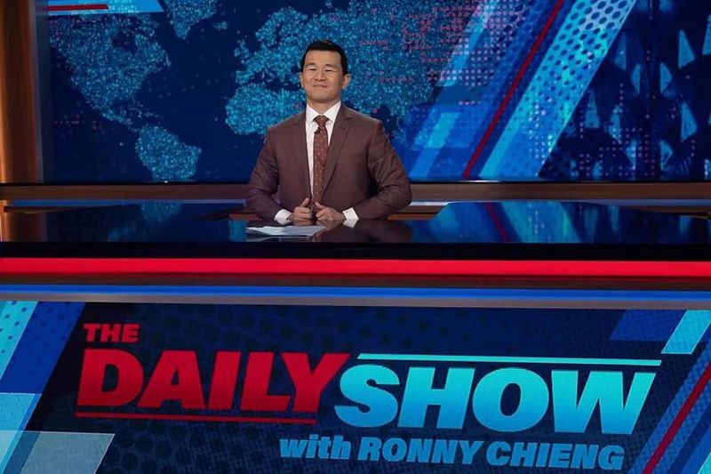 Ronny Chieng guest hosting on "The Daily Show" in 2023. COMEDY CENTRAL