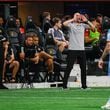 Atlanta United interim manager Rob Valentino yells instructions during the second half at Mercedes-Benz Stadium on Wednesday, July 17, 2024. 
(Miguel Martinez/ AJC)