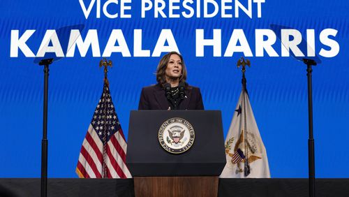 Vice President Kamala Harris speaks during the American Federation of Teachers' 88th national convention, Thursday, July 25, 2024, in Houston. (AP Photo/Tony Gutierrez)