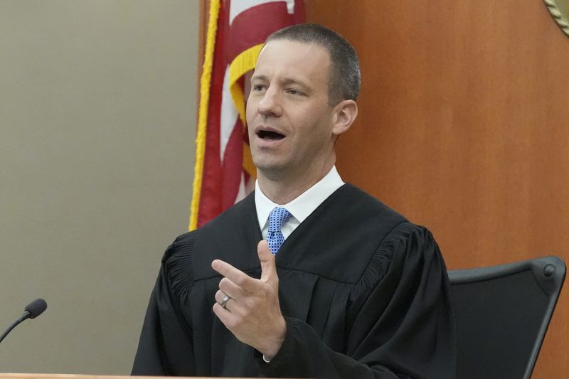 Utah state Judge Richard Mrazik looks on during a hearing for Kouri Richins, a Utah mother of three who wrote a children's book about coping with grief after her husband's death and was later accused of fatally poisoning him Tuesday, Aug. 27, 2024, in Park City, Utah. (AP Photo/Rick Bowmer, Pool)