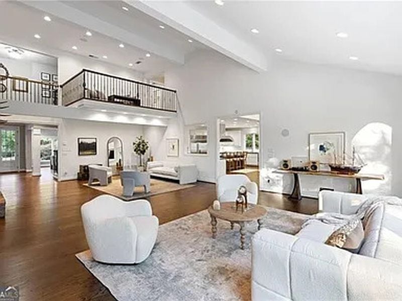 The main floor living area inside the home Zac Brown is selling in Cumming on Lake Lanier. (Courtesy of Ansley/Christie's)