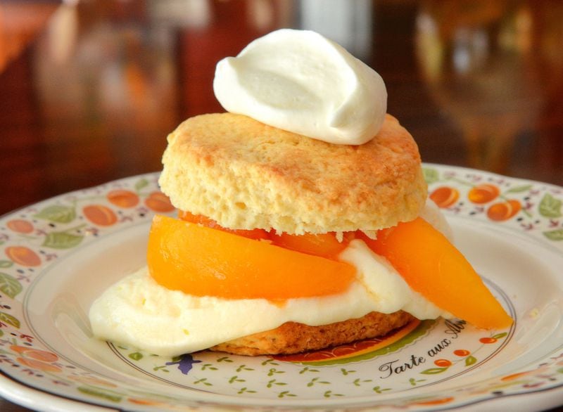 Fluffy Biscuit Shortcakes go well with fruits such as peaches. STYLING BY MERIDITH FORD / CONTRIBUTED BY CHRIS HUNT PHOTOGRAPHY