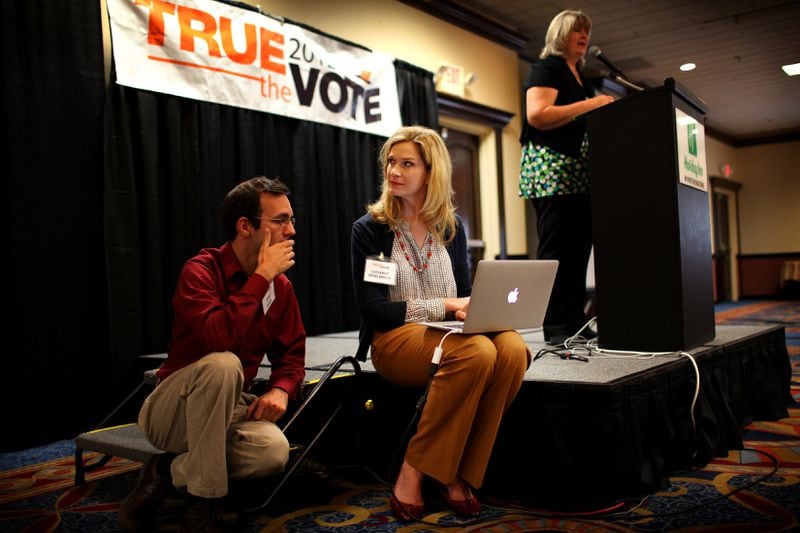 FILE -- Catherine Engelbrecht is the founder of True the Vote. She says the group's mission "is to help citizens, including veterans, lawfully engage in a wide variety of election integrity efforts.” In the runup to Georgia’s 2021 U.S. Senate runoffs, True the Vote and its allies challenged the eligibility of 250,000 voters, offered a $1 million “bounty” and recruited Navy SEALs to oversee polling places. A federal court case that begins Thursday in Gainesville will determine whether those efforts amount to illegal voter intimidation. (Michael F. McElroy/The New York Times)