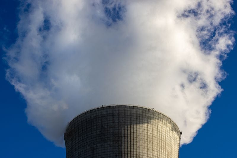 A cooling tower is seen at Plant Vogtle, operated by Georgia Power Co., in east Georgia's Burke County near Waynesboro, on Wednesday, May 29, 2024. (Arvin Temkar / AJC)