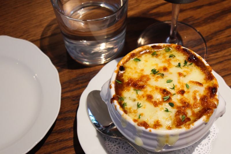 The ooey gooey onion soup gratinée is must-try menu item at Little Sparrow. Courtesy of Little Sparrow