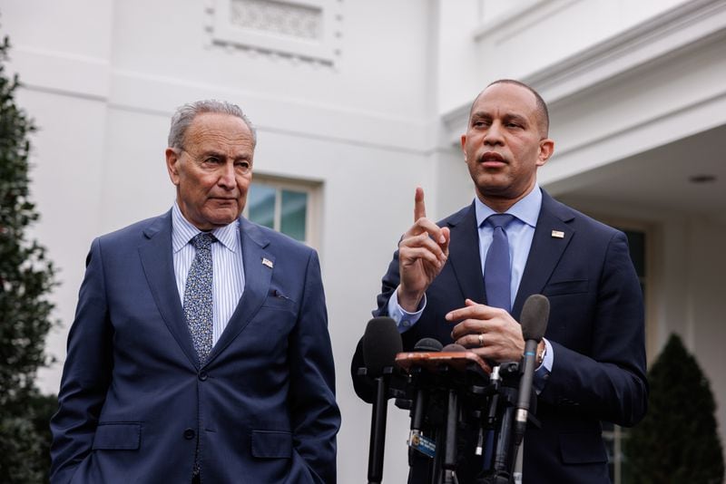 Senate Majority Leader Chuck Schumer (left) and House Minority Leader Hakeem Jeffries (right), both New York Democrats, have reportedly spoken to President Joe Biden about his reelection bid.