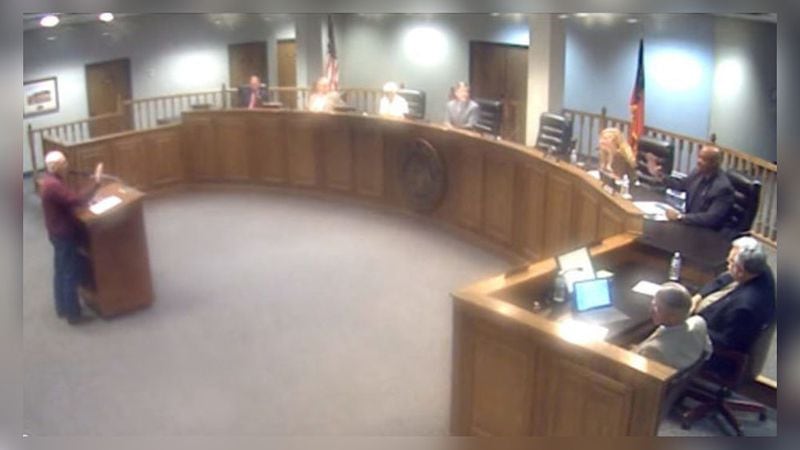 Former Griffin city commissioner Larry Johnson was caught on video using a racial slur during a Griffin commission meeting. (Credit: Channel 2 Action News)
