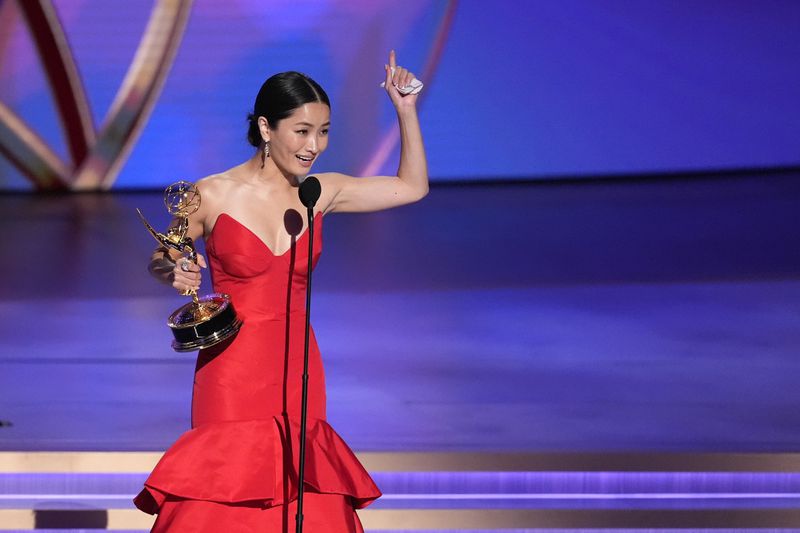 Anna Sawai accepts the award for outstanding lead actress in a drama series for "Shogun" during the 76th Primetime Emmy Awards on Sunday, Sept. 15, 2024, at the Peacock Theater in Los Angeles. (AP Photo/Chris Pizzello)