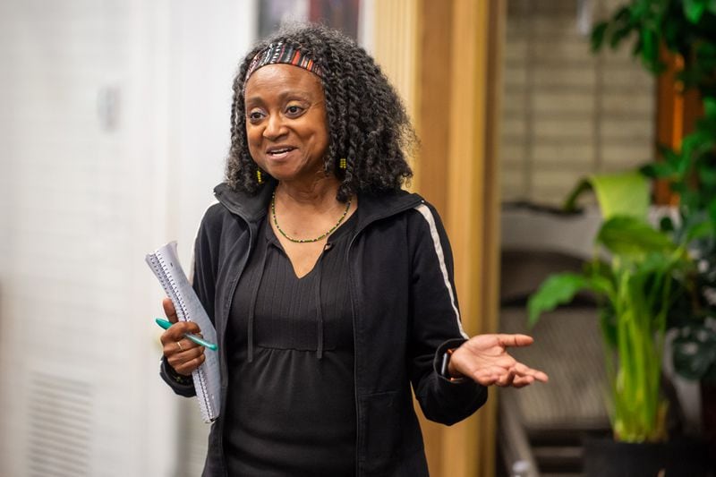 230818 EAST POINT, GA — Nena Gilreath, co-founder and co-artistic director of the Ballethnic Dance Company, leads rehearsal of the ballet “Sanctity” at the company’s studio in East Point, Ga. on Friday, Aug. 18, 2023, ahead of a performance at the Alliance Theatre at the end of the month. 
Photo by Bita Honarvar for the AJC