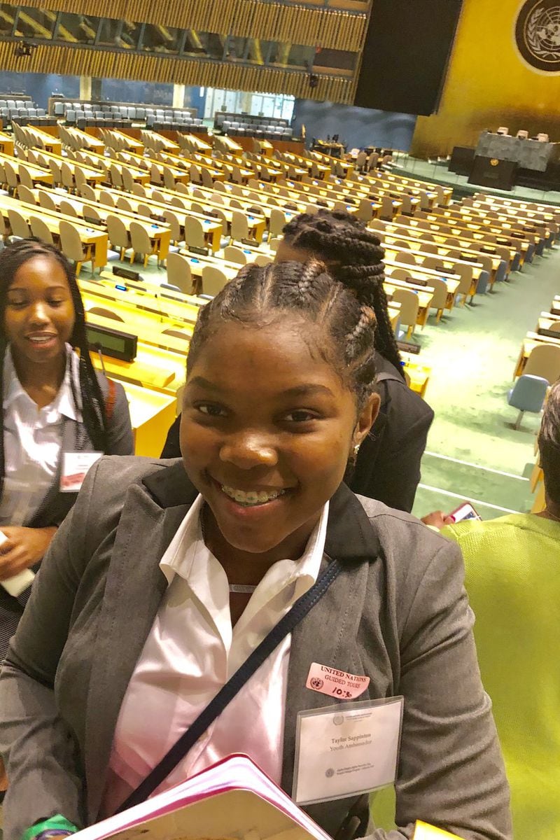 Taylor Sappington, 15, was one of 10 students who recently participated in the Window Seat to the World Initiative, a joint program of the United Nations Association of the United States of America and the Kappa Omega chapter of Alpha Kappa Alpha Sorority. CONTRIBUTED