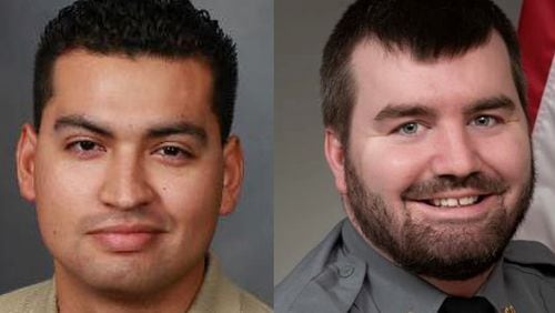 Deputy Brandon  Cunningham (left) with the Paulding County Sheriff's Office and Investigator Taylor Bristow with the Carroll County Sheriff's Office were both killed in the line of duty.