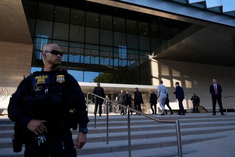 Hunter Biden arrives in federal court under police and secret service protection for jury selection for his trial on felony tax charges Thursday, Sept. 5, 2024, in Los Angeles. (AP Photo/Jae C. Hong)