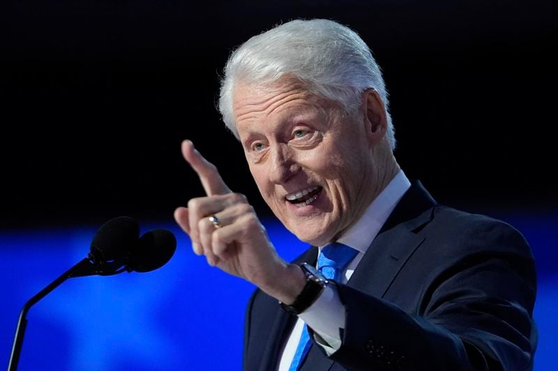 Former President Bill Clinton speaks during the Democratic National Convention Wednesday, Aug. 21, 2024, in Chicago. (AP Photo/Paul Sancya)