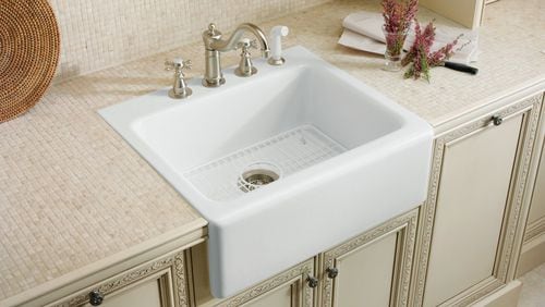 If you plan on installing a tile kitchen countertop, a tile-in kitchen sink may be your best laid plan. (Kohler)