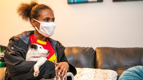 Rahel Tsada lived at the DeKalb County Women's Resource Center to End Domestic Violence safe house when the COVID-19 lockdown happened, and she has since moved to her own home.  The center provides shelter and resources for those fleeing domestic violence. Jenni Girtman/For the AJC