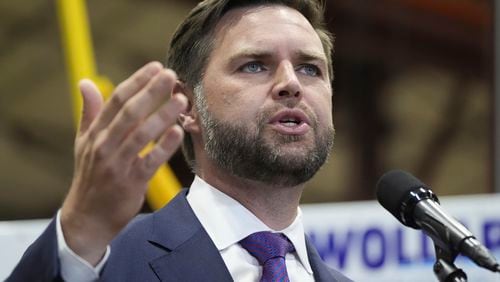 Republican vice presidential nominee Sen. JD Vance, R-Ohio, speaks at a campaign event at Wollard International, Aug. 7, 2024, in Eau Claire, Wis. (AP Photo/Alex Brandon)