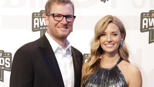 Dale Earnhardt Jr. and Amy Reimann welcomed a second baby girl in 2020. (AP Photo/Mark Humphrey)