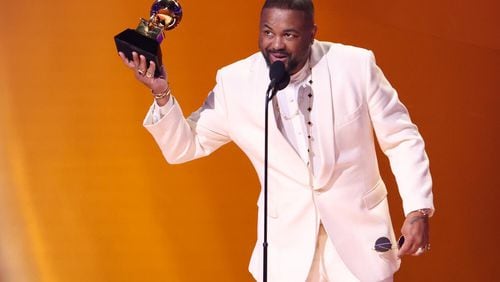 Terius "The-Dream" Gesteelde-Diamant accepts the award for R&B song during the 65th Annual Grammy Awards at Crytpo.com Arena in Los Angeles on Feb. 5, 2023. He was sued in a California federal court Tuesday, accused by a singer of rape and sex trafficking. (Robert Gauthier/Los Angeles Times/TNS)