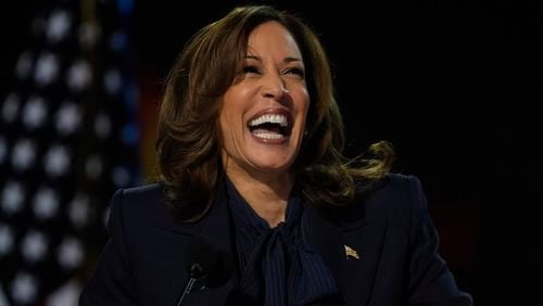 Democratic presidential nominee Vice President Kamala Harris speaks during the Democratic National Convention Thursday, Aug. 22, 2024, in Chicago. (AP Photo/Erin Hooley)