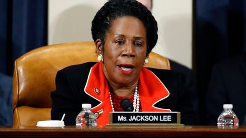 FILE - Rep. Shelia Jackson Lee, D-Texas, speaks during a House Judiciary Committee meeting, Dec. 13, 2019, on Capitol Hill in Washington. Longtime U.S. Rep. Sheila Jackson Lee, who helped lead federal efforts to protect women from domestic violence and recognize Juneteenth as a national holiday, has died Sunday, July 19, 2024, after battling pancreatic cancer, according to her chief of staff. (AP Photo/Patrick Semansky, Pool, File)