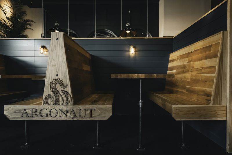 The interior of the Argonaut Fish Bar features nautical-themed elements. / Courtesy of Argonaut Fish Bar