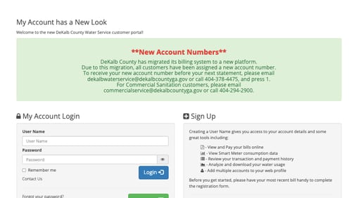 DeKalb County has assigned new account numbers to all water customers as part of a migration to a new billing system.