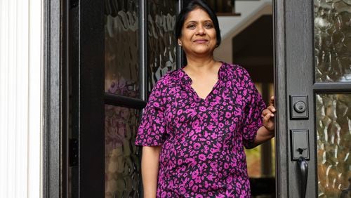 Sowmya Siragowni stands at her home in Alpharetta on Wednesday, Oct. 25, 2023. Siragowni, a hospitalist at Emory Saint Joseph’s hospital, was diagnosed with stage 4 ovarian cancer five years ago. (Natrice Miller/ Natrice.miller@ajc.com)