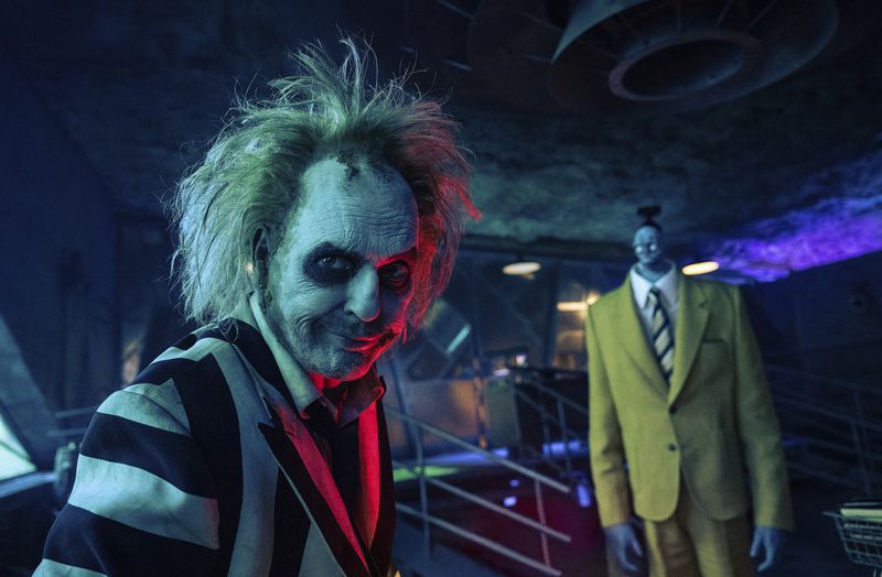 This image released by Warner Bros. Pictures shows Michael Keaton in a scene from "Beetlejuice Beetlejuice." (Parisa Taghizadeh/Warner Bros. Pictures via AP)