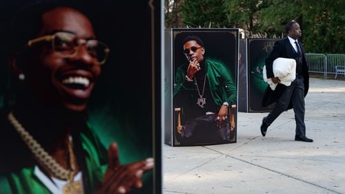 Friends, family and fans gather at World Changers International Church to pay respects to the late rapper Rich Homie Quan. Tuesday, Sept. 17, 2024 (Ben Hendren for the Atlanta Journal-Constitution)