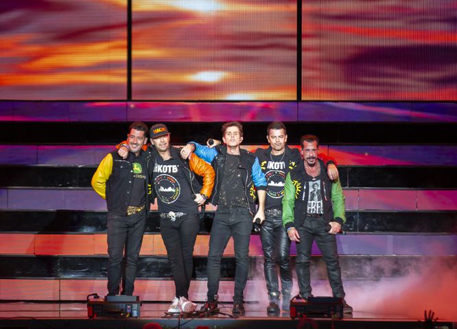 New Kids on the Block cranked out the hits to a packed house of neon clad fans at Ameris Bank Amphitheatre in Alpharetta on Friday, July 26, 2024. (RYAN FLEISHER FOR THE ATLANTA JOURNAL-CONSTITUTION)