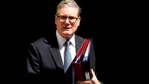 FILE - Britain's Prime Minister Keir Starmer leaves 10 Downing Street to attend the weekly Prime Ministers' Questions session in parliament in London, July 24, 2024. (AP Photo/Frank Augstein, File)