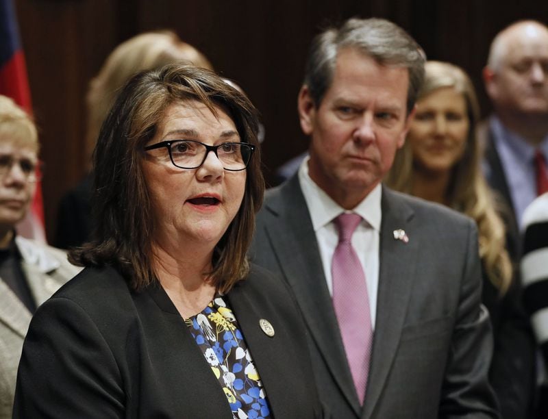 State Inspector General Deb Wallace (left) was given responsibility for ensuring that state workers who complain of sexual harassment get fair treatment. Gov. Brian Kemp announced the reform following an AJC investigation.