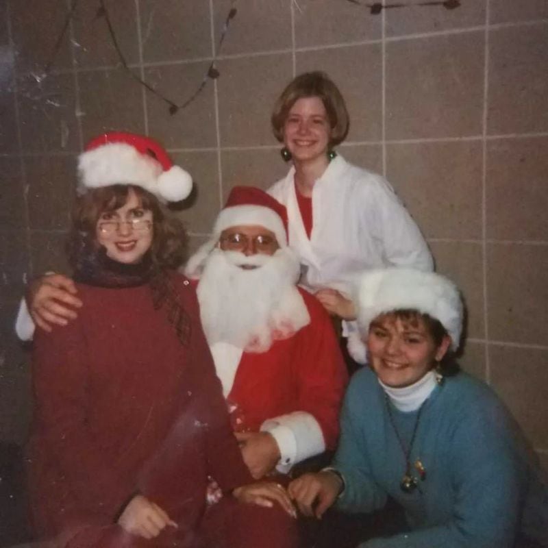 Minnesota Gov. Tim Walz dressed as Santa, with his wife, Gwen, left, and Alison Presley (back) and Tara Borkowski. (Photo courtesy of Tara Borkowski)