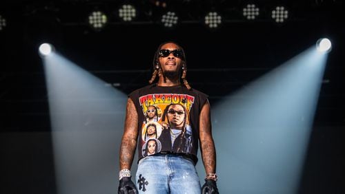 Offset, Georgia native and former member of Migos, rapped and danced for a packed crowd at the Coca-Cola Roxy on Wednesday April 10, 2024. (RYAN FLEISHER FOR THE ATLANTA JOURNAL-CONSTITUTION)