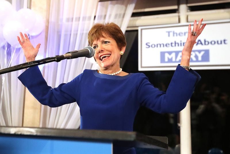 December 5, 2017 Atlanta: Mary Norwood makes a statement as she arrives for her election night party at the Park Tavern in the Atlanta mayoral runoff on Tuesday, December 5, 2017, in Atlanta.  Curtis Compton/ccompton@ajc.com