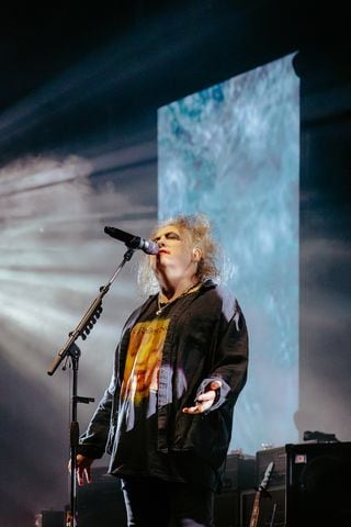 The Cure performs to an excited crowd at the State Farm Arena on June 27, 2023. (Sophie Harris for The Atlanta Journal-Constitution).