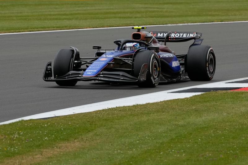 FILE - Williams driver Franco Colapinto of Argentina steers his car at the Silverstone racetrack in Silverstone, England, July 5, 2024. (AP Photo/Luca Bruno, File)