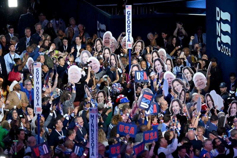 Georgia delegates officially nominate Vice President Kamala Harris for president during the roll call on Tuesday at Democratic National Convention in Chicago.