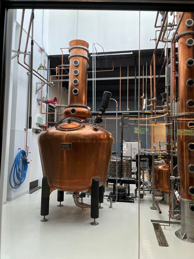 A 30-foot copper still is the centerpiece at Distillery of Modern Art. Angela Hansberger for The Atlanta Journal-Constitution