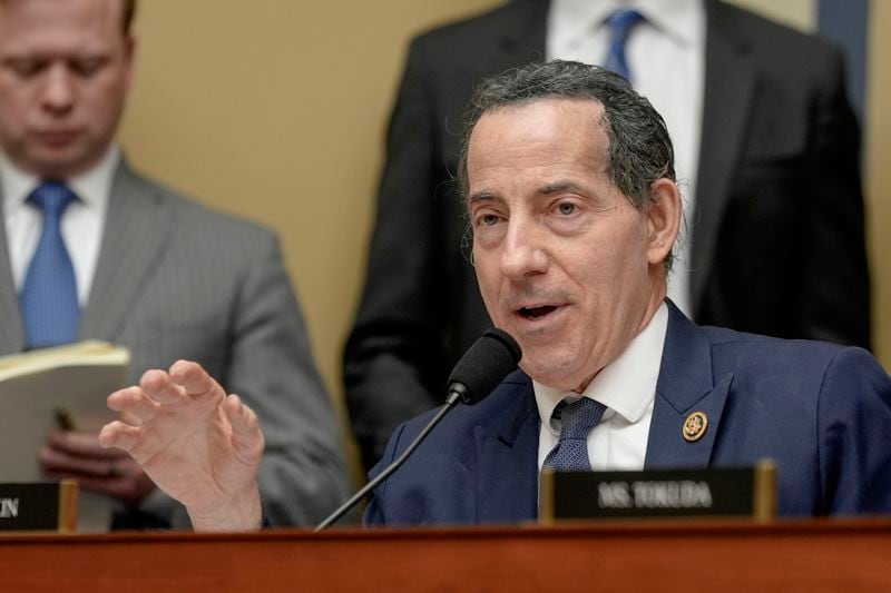 Rep. Jamie Raskin, D-Md., asks a question during a House Select Subcommittee on the Coronavirus pandemic with Dr. Anthony Fauci, the former Director of the National Institute of Allergy and Infectious Diseases, at Capitol Hill, Monday, June 3, 2024, in Washington. (AP Photo/Mariam Zuhaib)