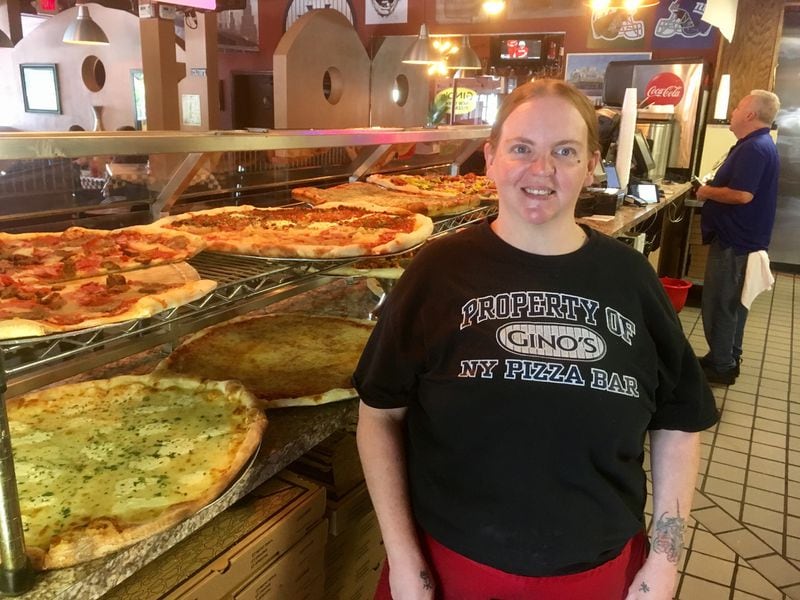 Gino's NY Pizza Bar manager Amy Gerritz said the I-85 collapse led to increased business. JENNIFER BRETT / JBRETT@AJC.COM