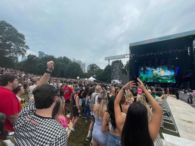 The crowd of fans enjoys 24kGoldn performing at Music Midtown in Piedmont Park on Sunday, September 19, 2021. (Photo: Anjali Huynh/AJC)