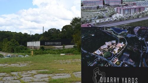 Quarry Yards viewed from Gary Avenue near Bankhead MARTA Station on Saturday, September 12, 2020. The 70 acres - and the preliminary development plans shown here - was put together by former Georgia Tech and Atlanta Braves baseball star Mark Teixeira and his partners. It was slated for a highly publicized mixed-use development in a low-income area that is drawing intense interest from developers. The land is at the convergence of three of Atlanta’s highly touted greenspace initiatives under development — Bellwood Quarry Park, the Beltline and the Proctor Creek Greenway. (Hyosub Shin / Hyosub.Shin@ajc.com)