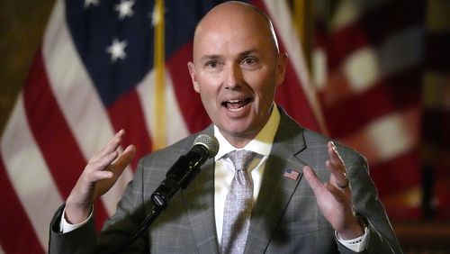 FILE - Utah Gov. Spencer Cox speaks during a news briefing during the final day of the Utah Legislature, March 1, 2024, in Salt Lake City. (AP Photo/Rick Bowmer, File)