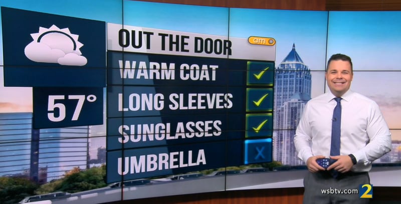 Atlanta is headed for a high of 57 degrees Monday, according to Channel 2 Action News meteorologist Brian Monahan.