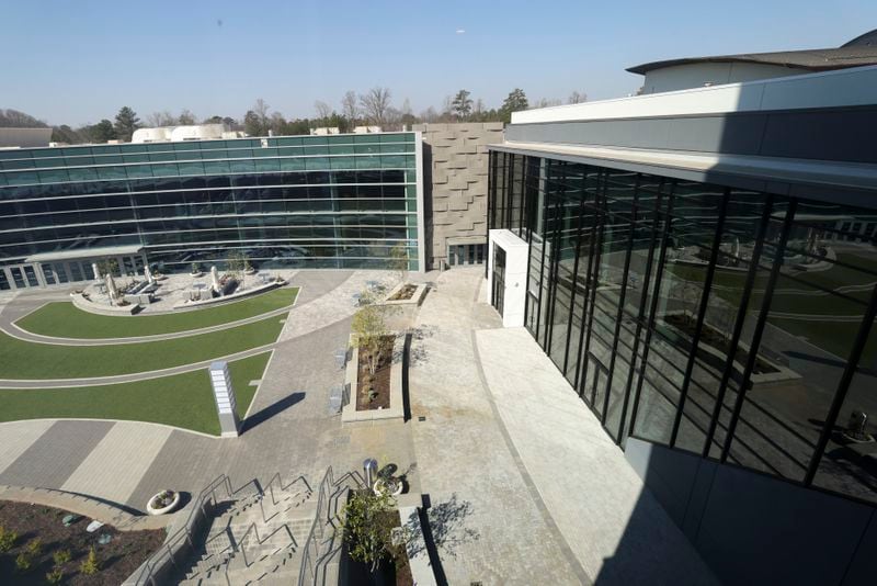 The Gas South Convention Center is shown (at left) connected to the Westin Atlanta Gwinnett Hotel at the Gas South District, Thursday, March 14, 2024, in Duluth, Ga. The Westin Atlanta Gwinnett hotel will feature over 27,000-square-feet of space and will be directly attached to the recently expanded Gas South Convention Center and next to Gas South Arena. (Jason Getz / jason.getz@ajc.com)